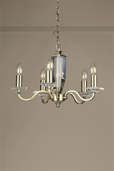 (image for) Laura Ashley Carson 5lt Chandelier Cut Glass & Antique Brass